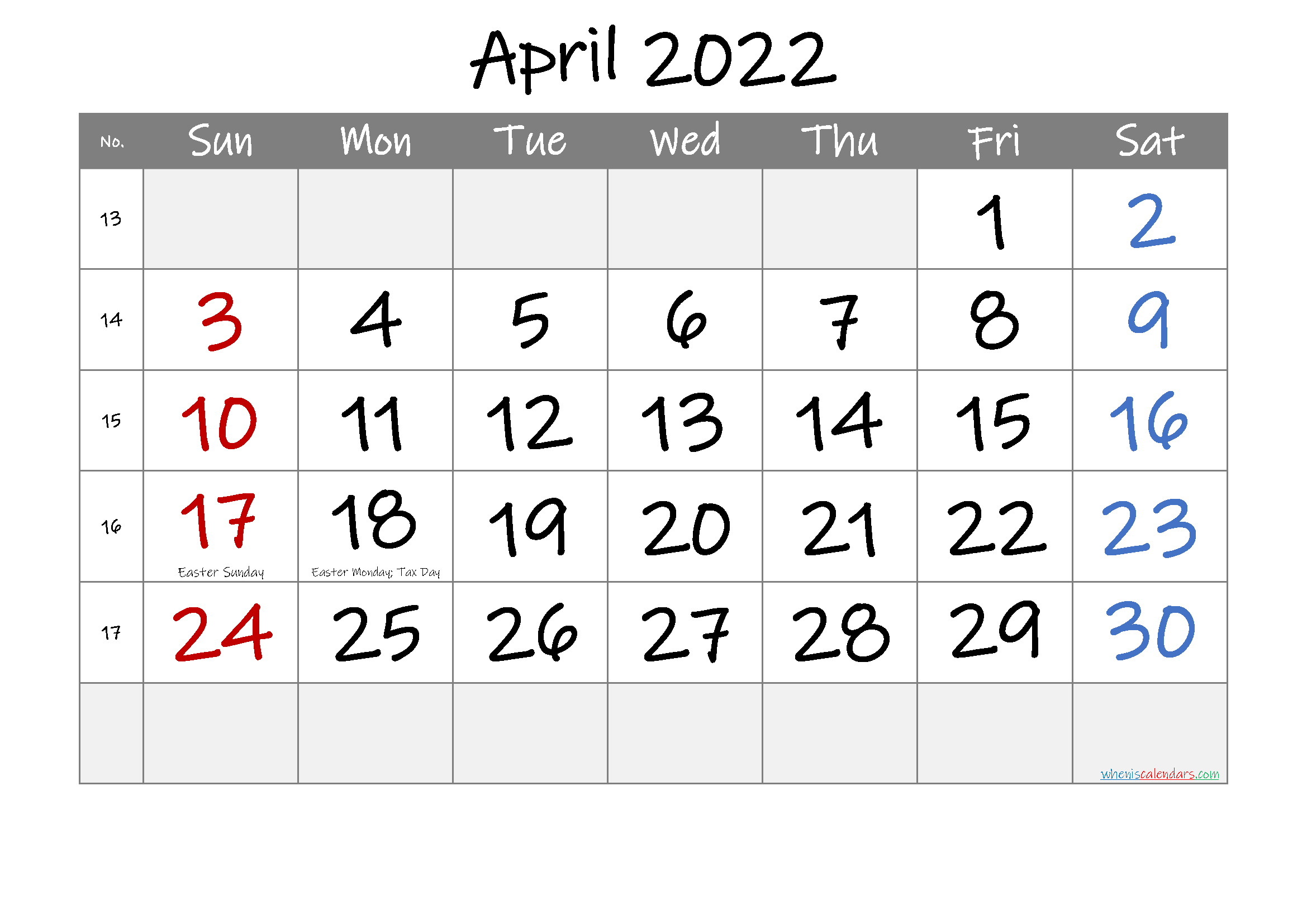 April 2022 Free Printable Calendar-Template Noif22M28
