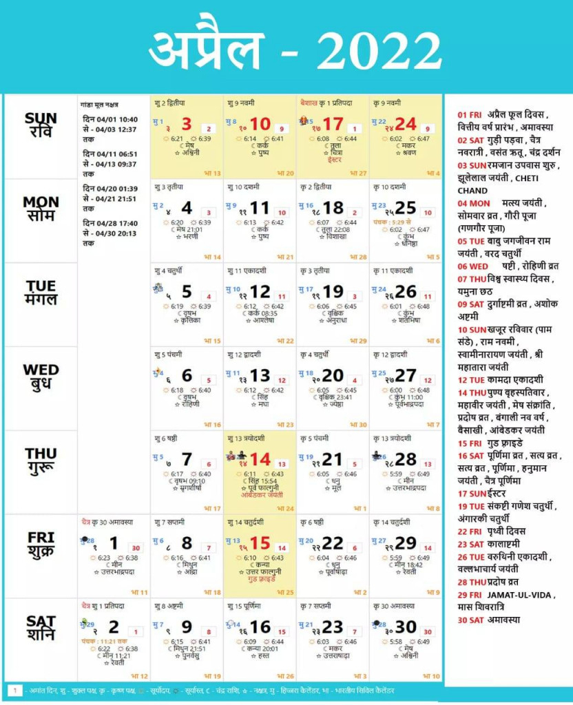 April 2022 Hindu Calendar | 2021 Printable Calendars