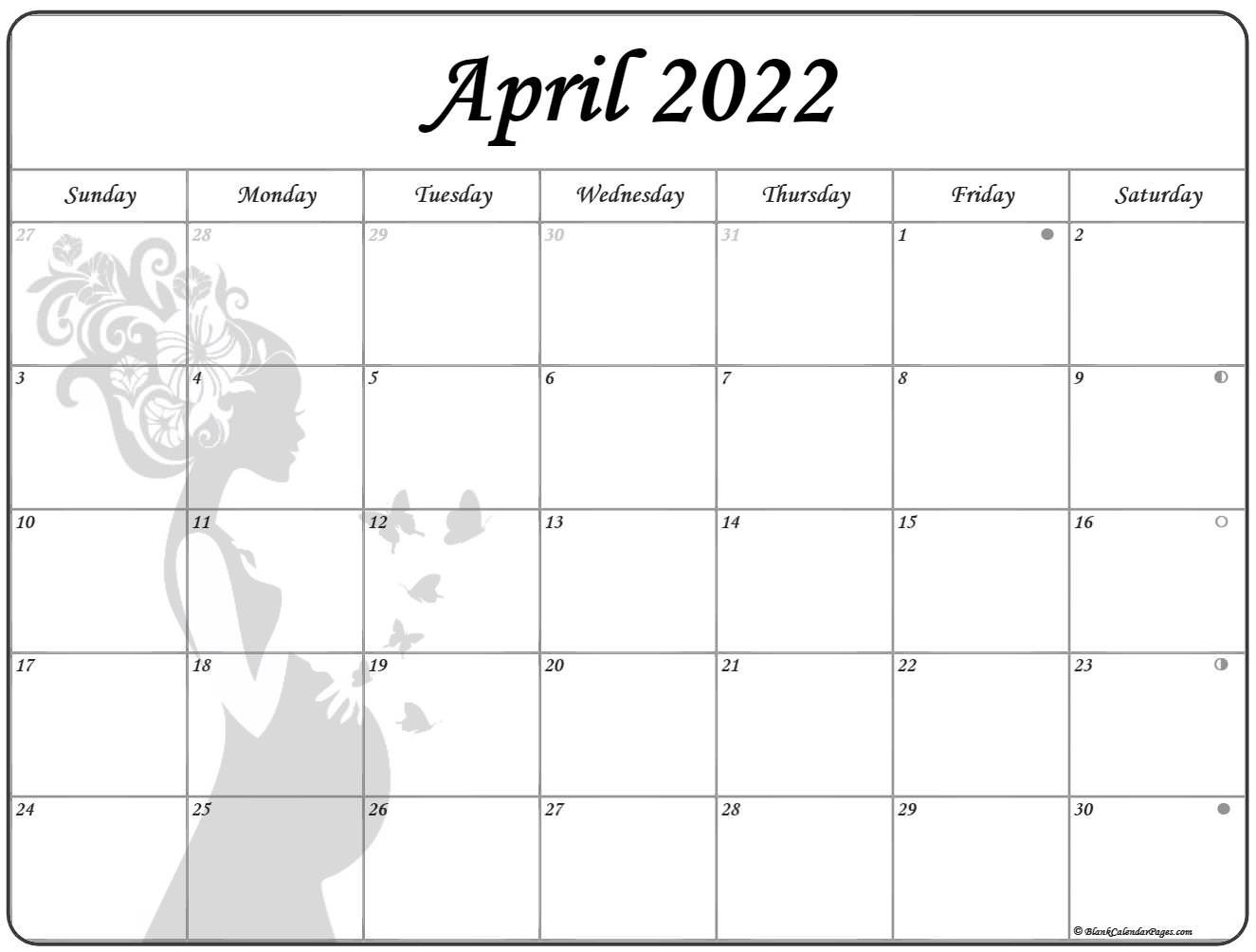 April 2022 Pregnancy Calendar | Fertility Calendar