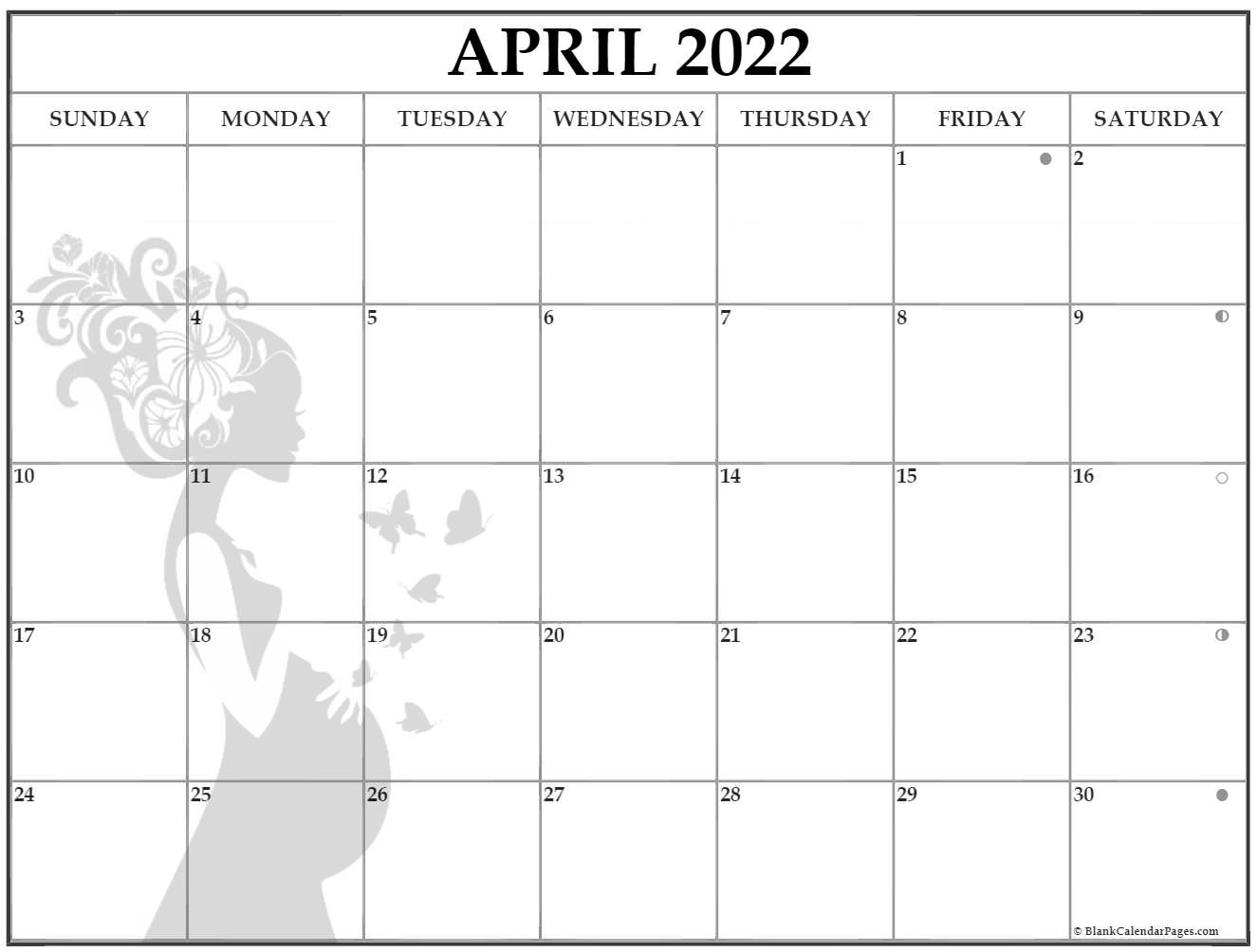 April 2022 Pregnancy Calendar | Fertility Calendar