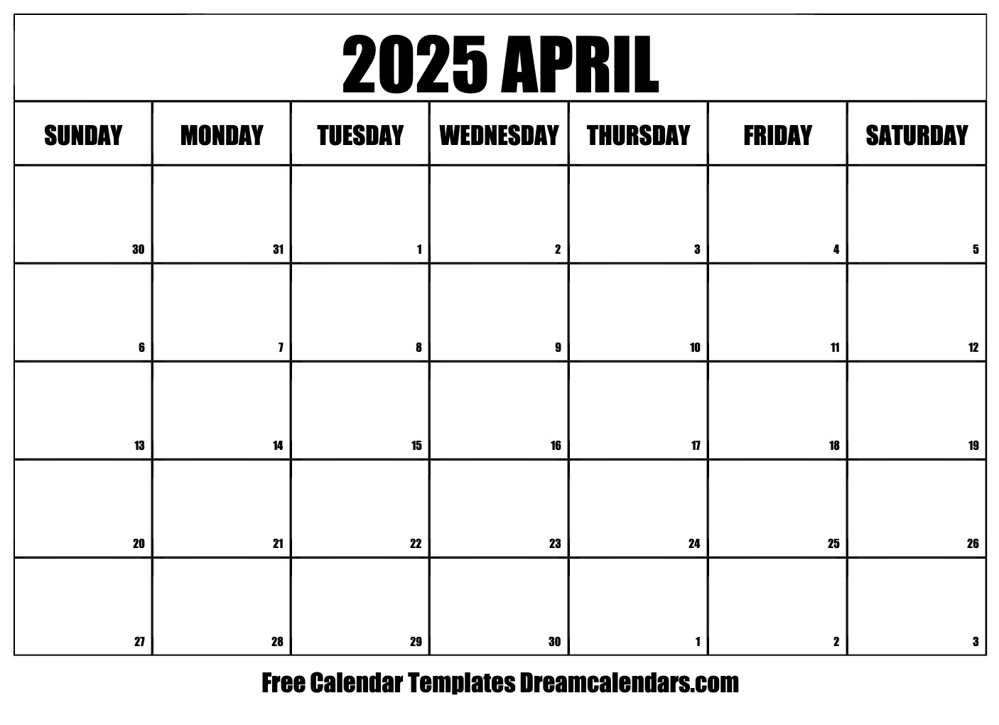 April 2025 Calendar | Free Blank Printable Templates