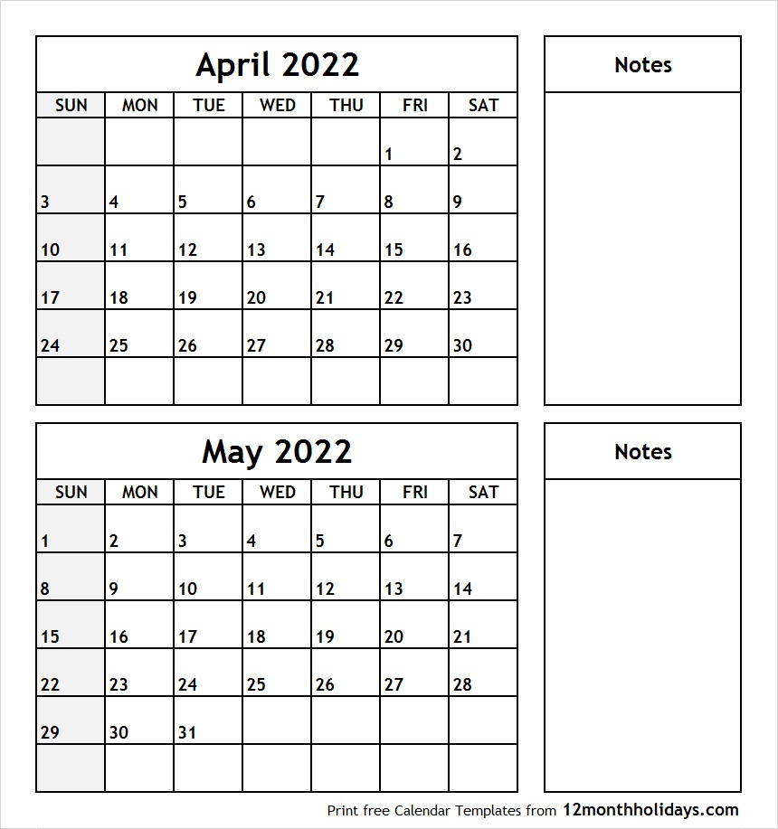 April - May 2022 Calendar - August Calendar 2022