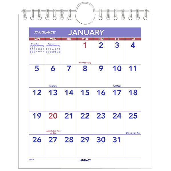 At-A-Glance Pm528 6 1/2&quot; X 7 1/2&quot; Mini Monthly January