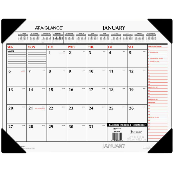 At-A-Glance Sk117000 22&quot; X 17&quot; White / Orange January 2022