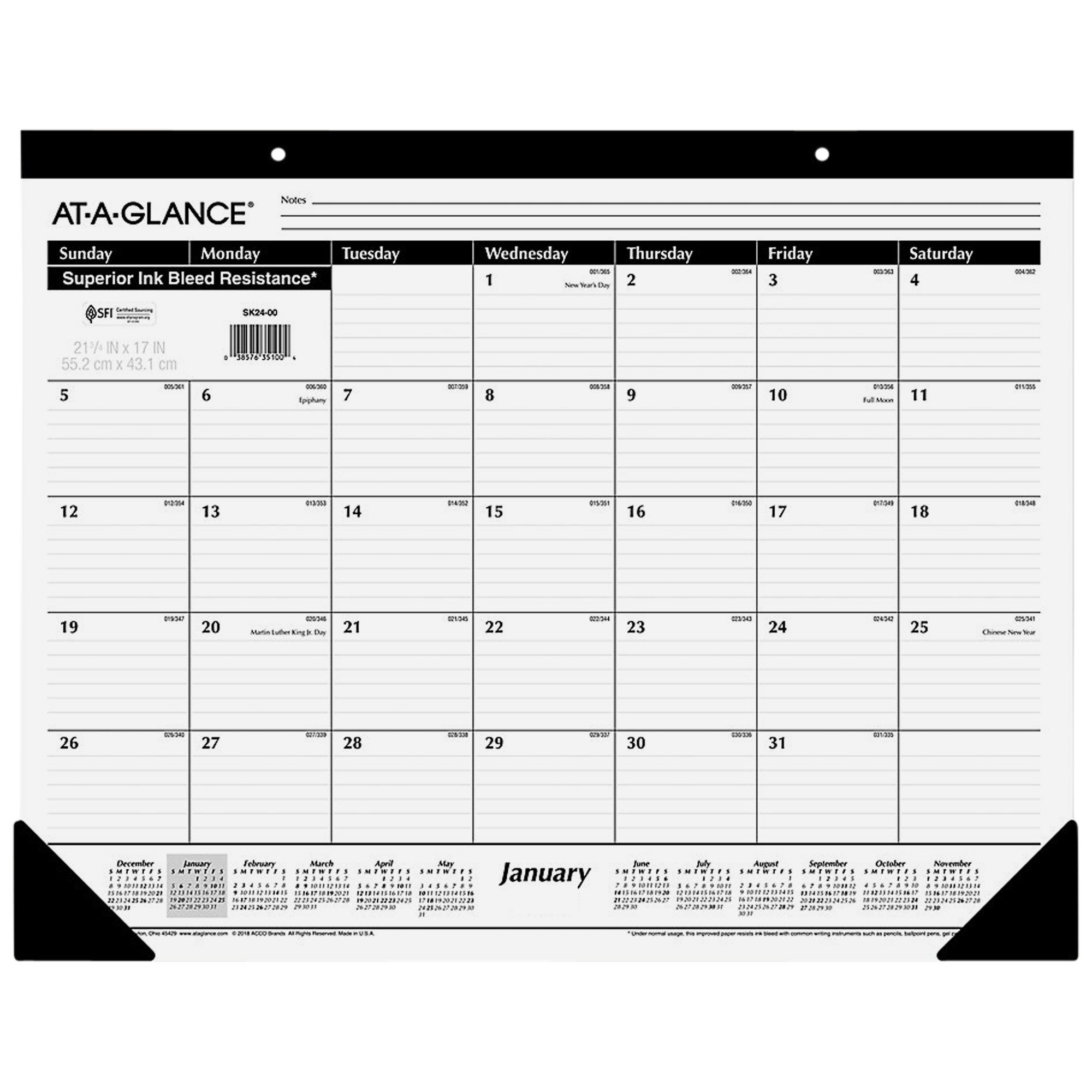 At-A-Glance Sk2400 22&quot; X 17&quot; Monthly January 2022