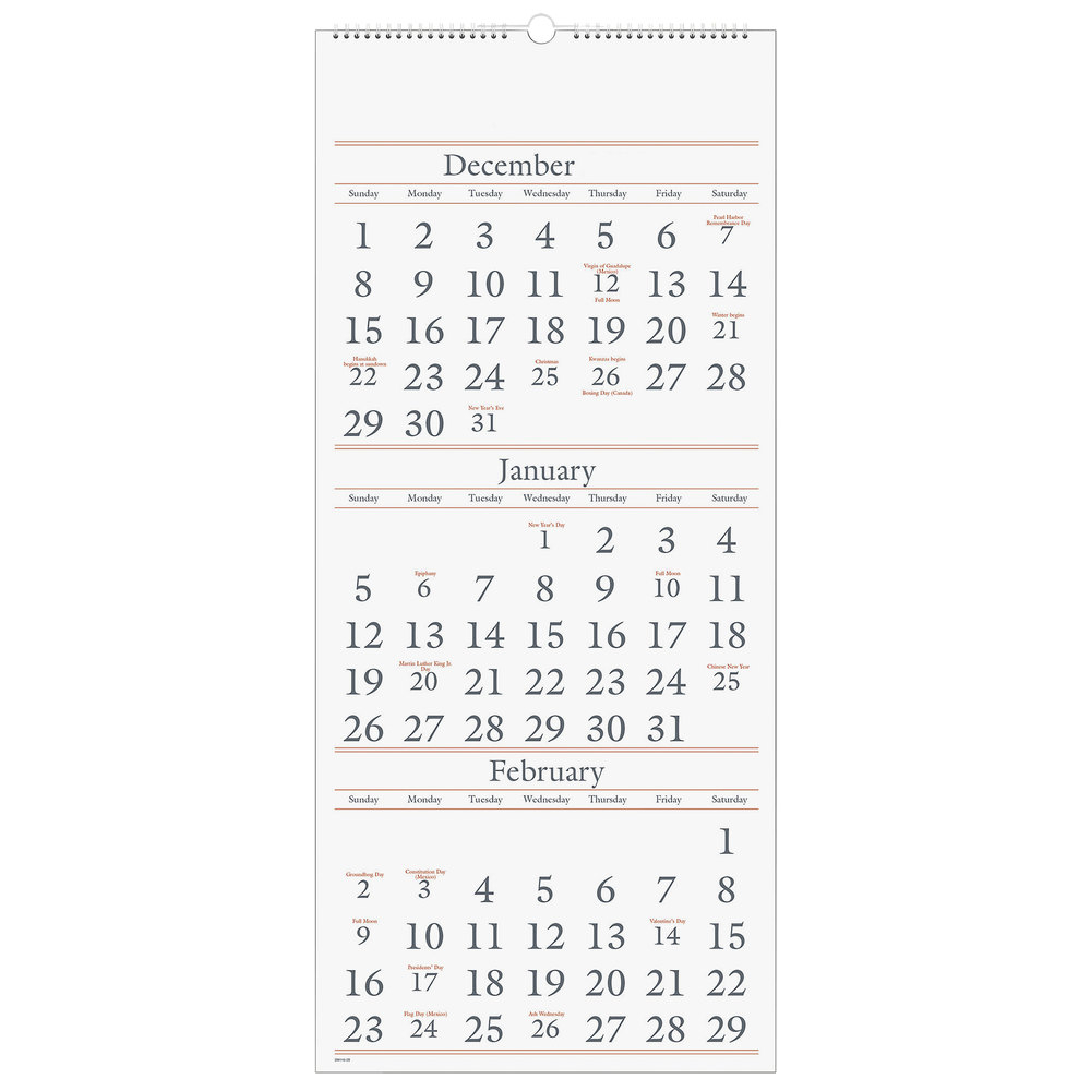 At-A-Glance Sw11528 12&quot; X 27&quot; Monthly December 2021