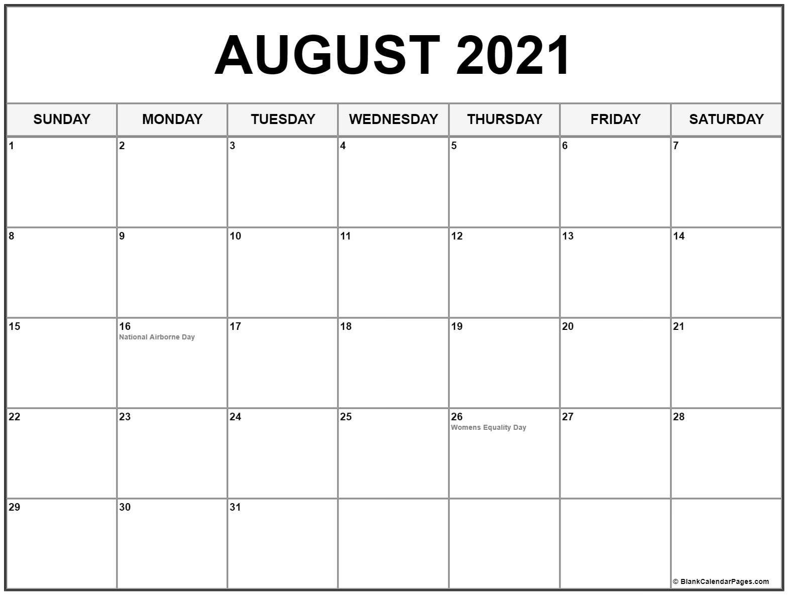 August 2021 Calendar Canada | Avnitasoni
