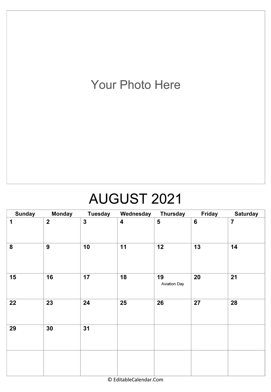 August 2021 Calendar Templates