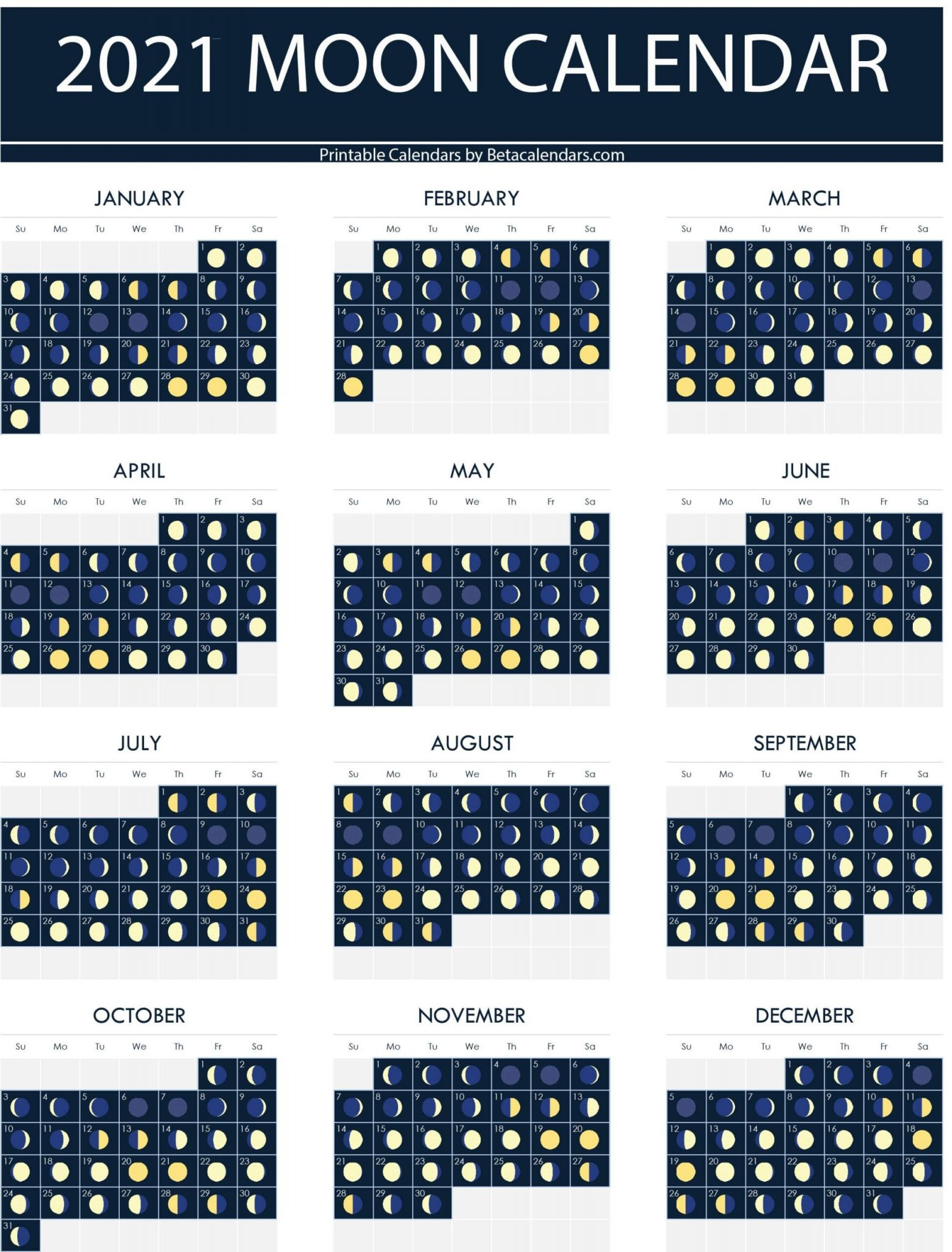 August 2021 Moon Phases Calendar | Free Printable Calendar