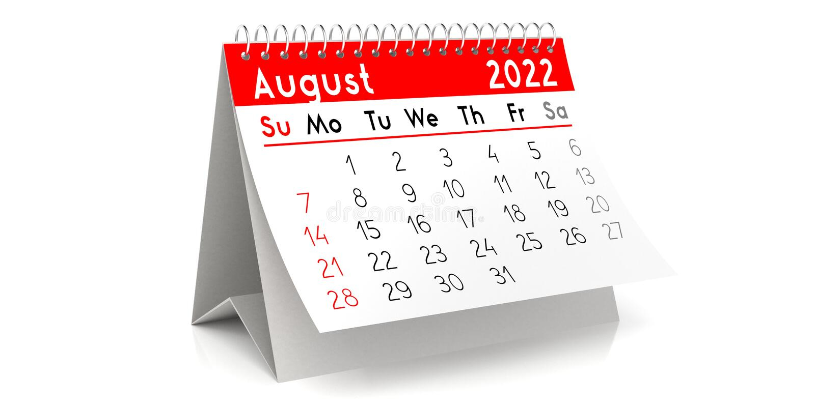 August 2022 Calendar Blue Color Planner Design English