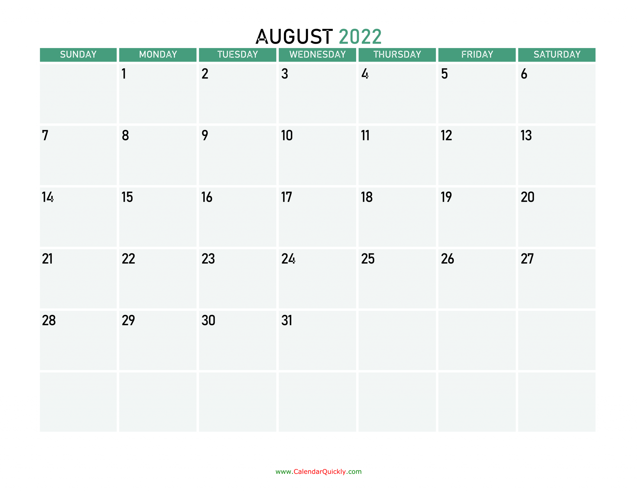 August 2022 Calendars | Calendar Quickly