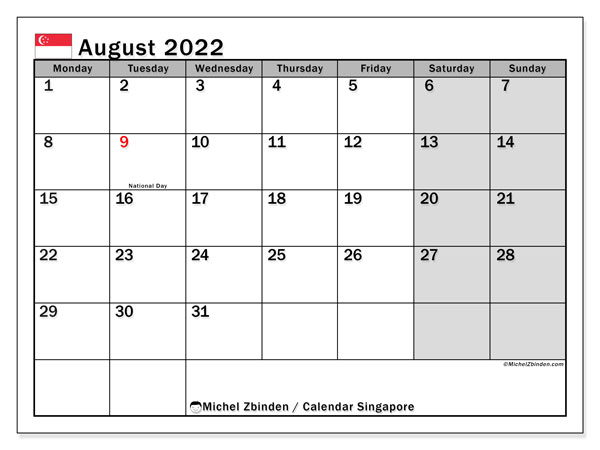 August 2022 Calendars &quot;Public Holidays&quot; - Michel Zbinden En