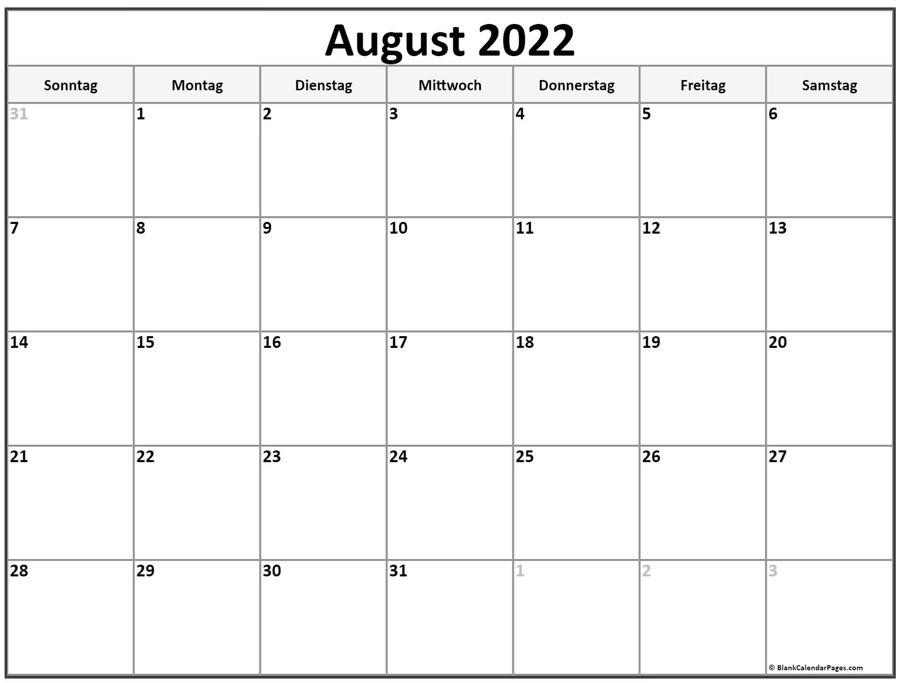 August 2022 Kalender | Kalender 2022