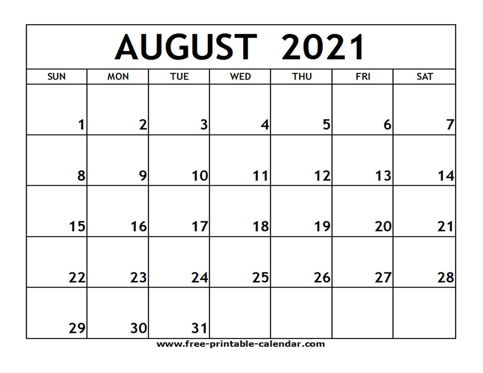 August And September Calendar 2021 Printable