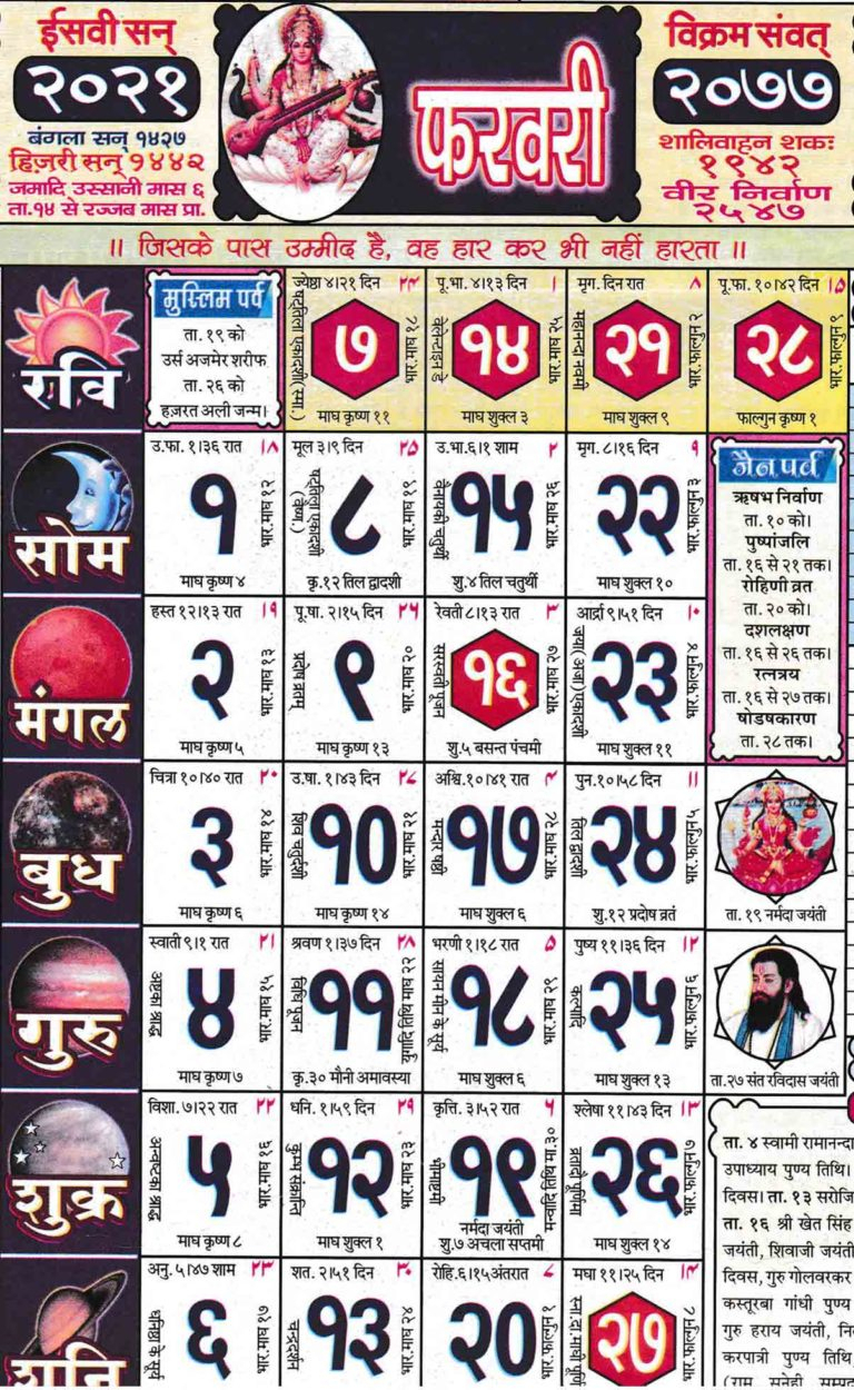 Calendar Babulal Chaturvedi 2025 