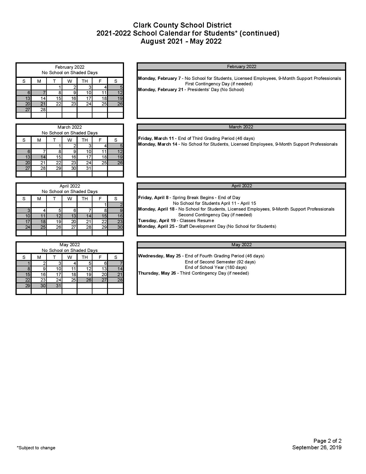 Beaverton School District Calendar 2022 - Printable