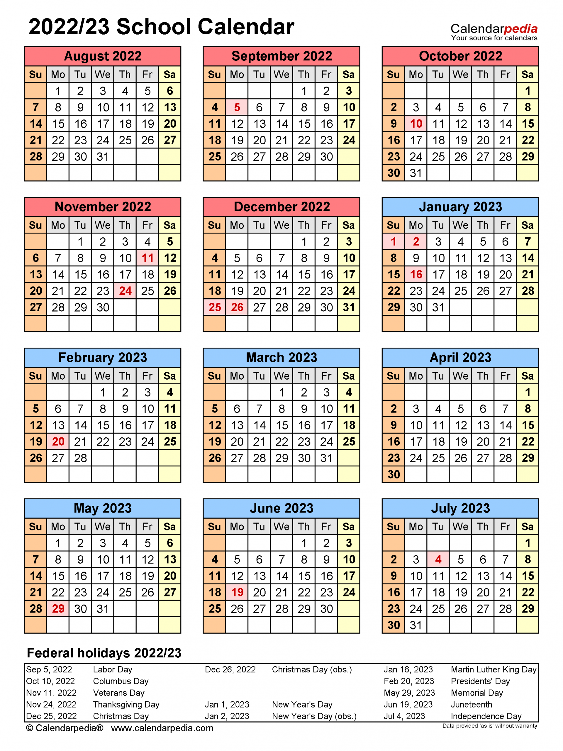 Bethel Ct School Calendar 2022-2023 - Printable Calendar 2022