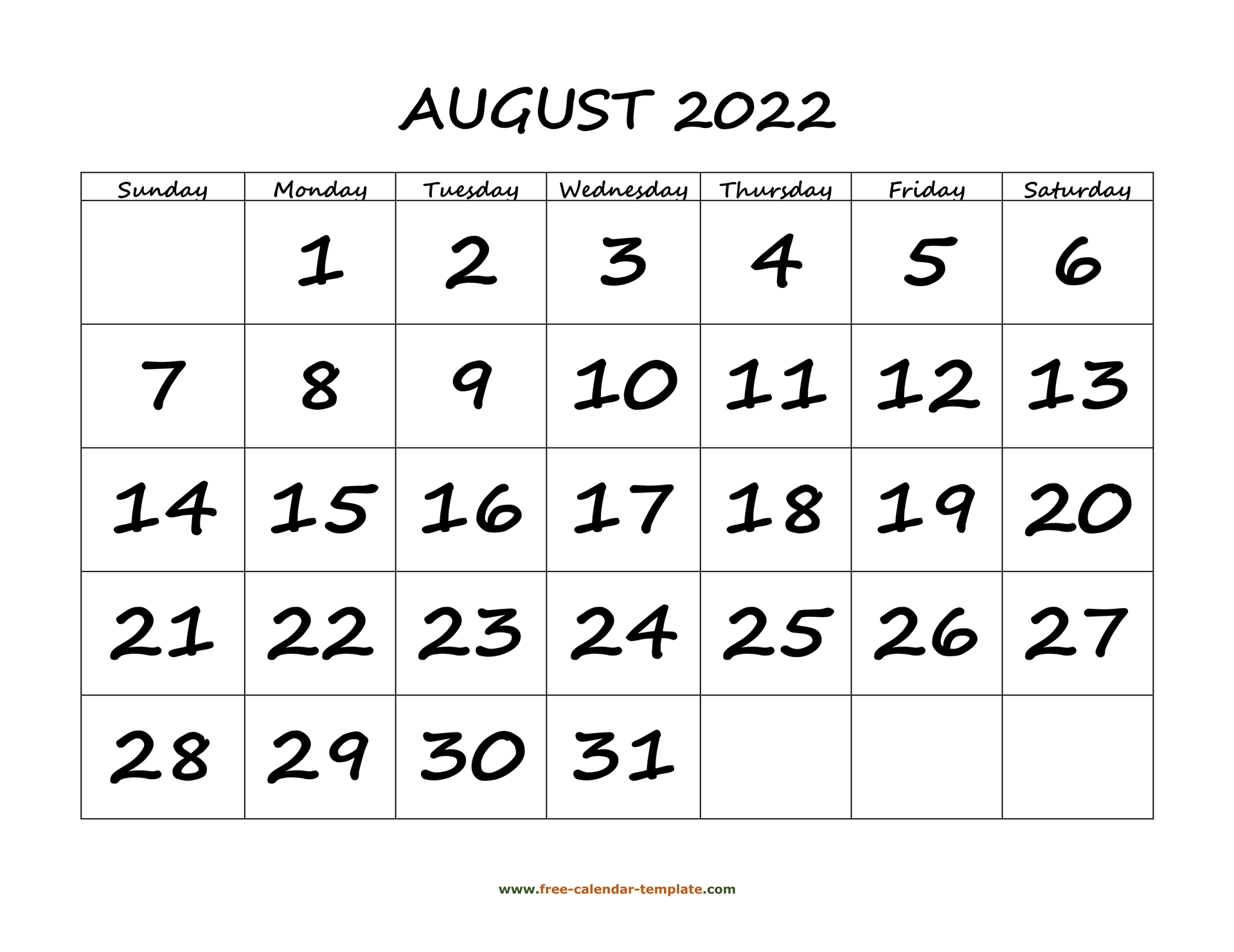 August 13 2022 Calendar | Calendar Template 2022