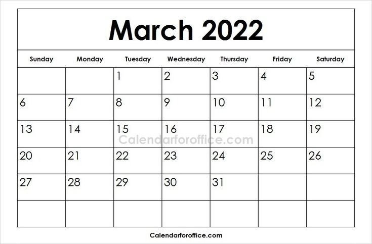 Blank 2022 March Calendar Template | Calendar Printables