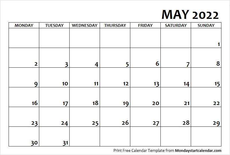 Blank 2022 May Calendar Templates | May Month Template