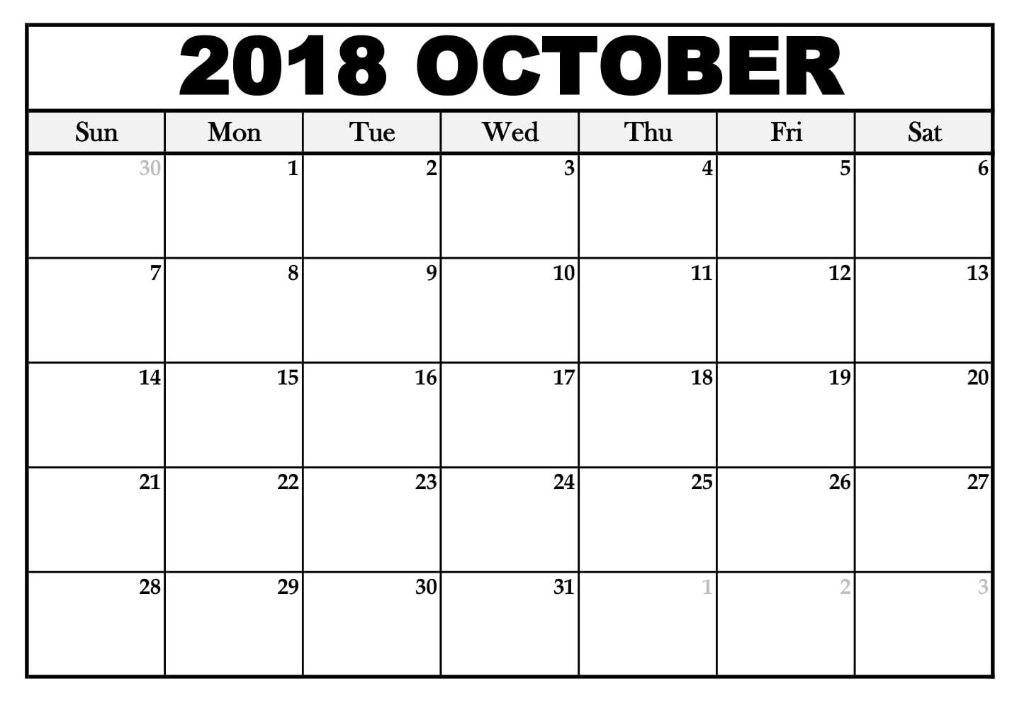 Blank October Calendar Las Vegas