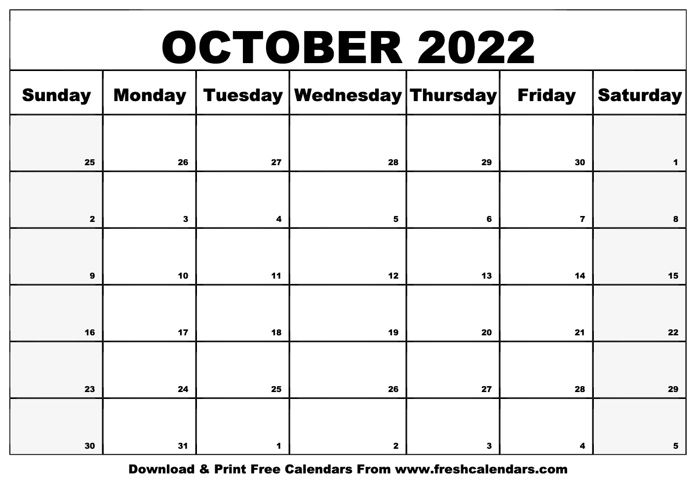 October 2022 Events Calendar