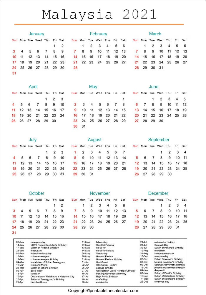 Calendar 2021 April Malaysia | Calendar 2021