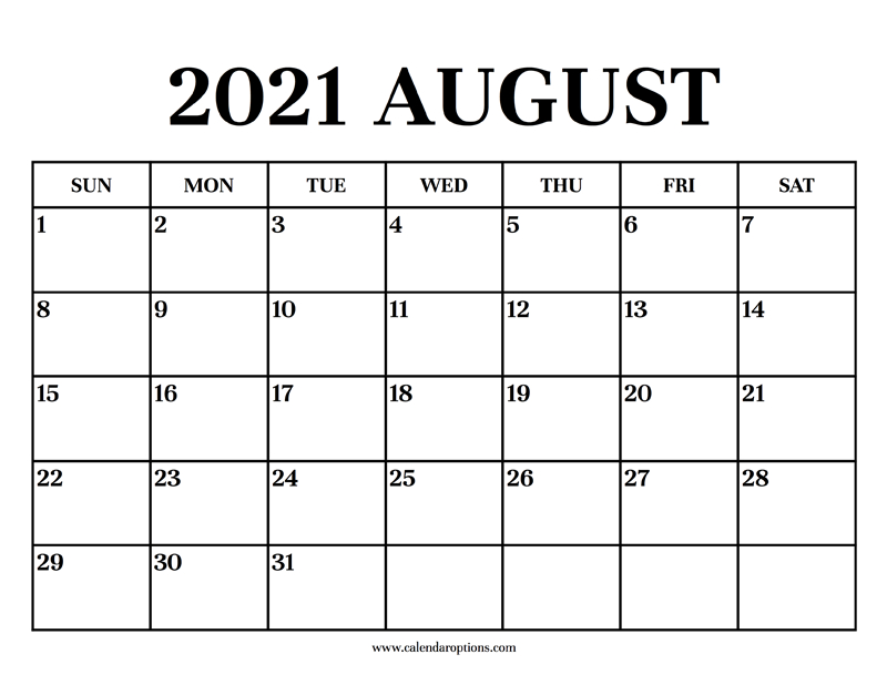 Calendar 2021 August - Calendar Options