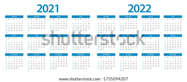 Calendar 2021 Calendar 2022 Week Start Stock Vector
