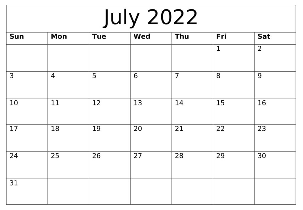 Calendar 2022 July Archives - Printable Calendar Station
