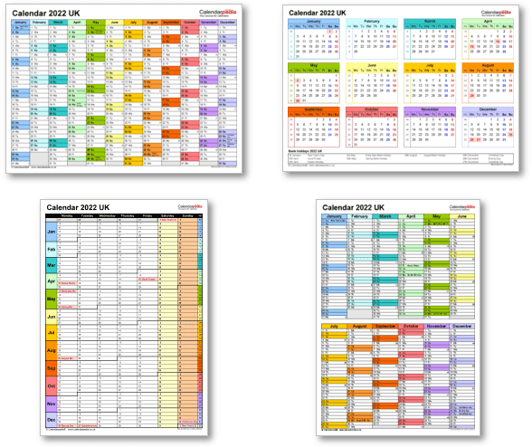 Calendar 2022 Uk With Bank Holidays &amp; Excel/Pdf/Word Templates