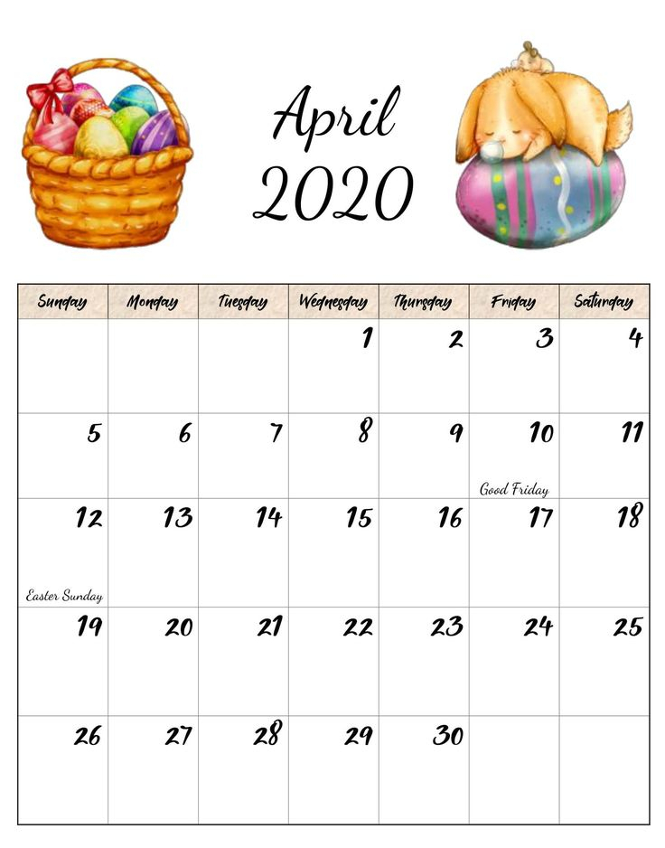 Calendar April 2020 With Holidays | Holidays In April