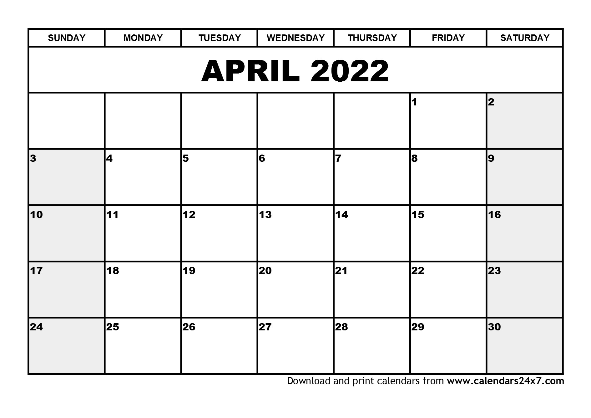 Calendar April 2022 Races