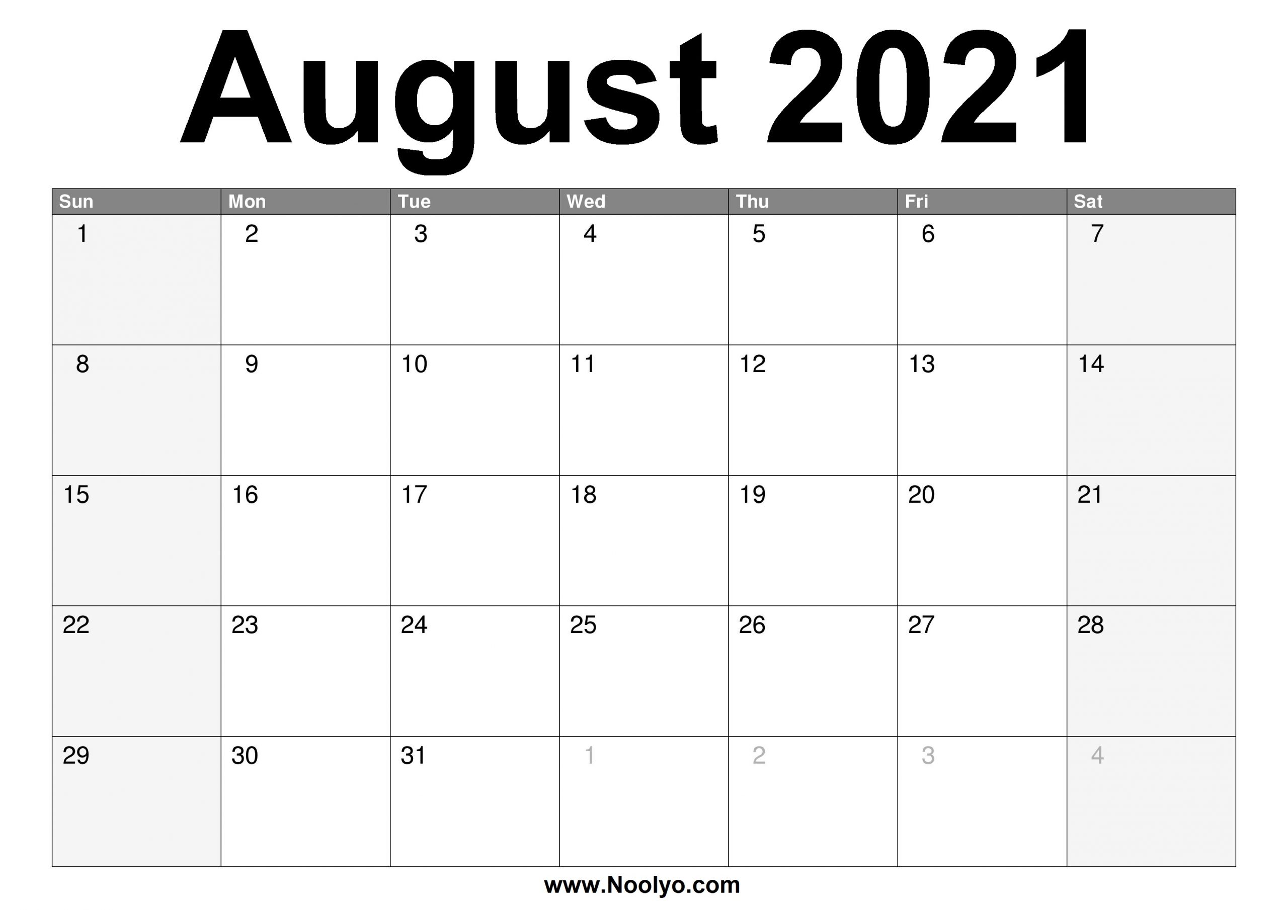 Calendar August 2021 | Printable March