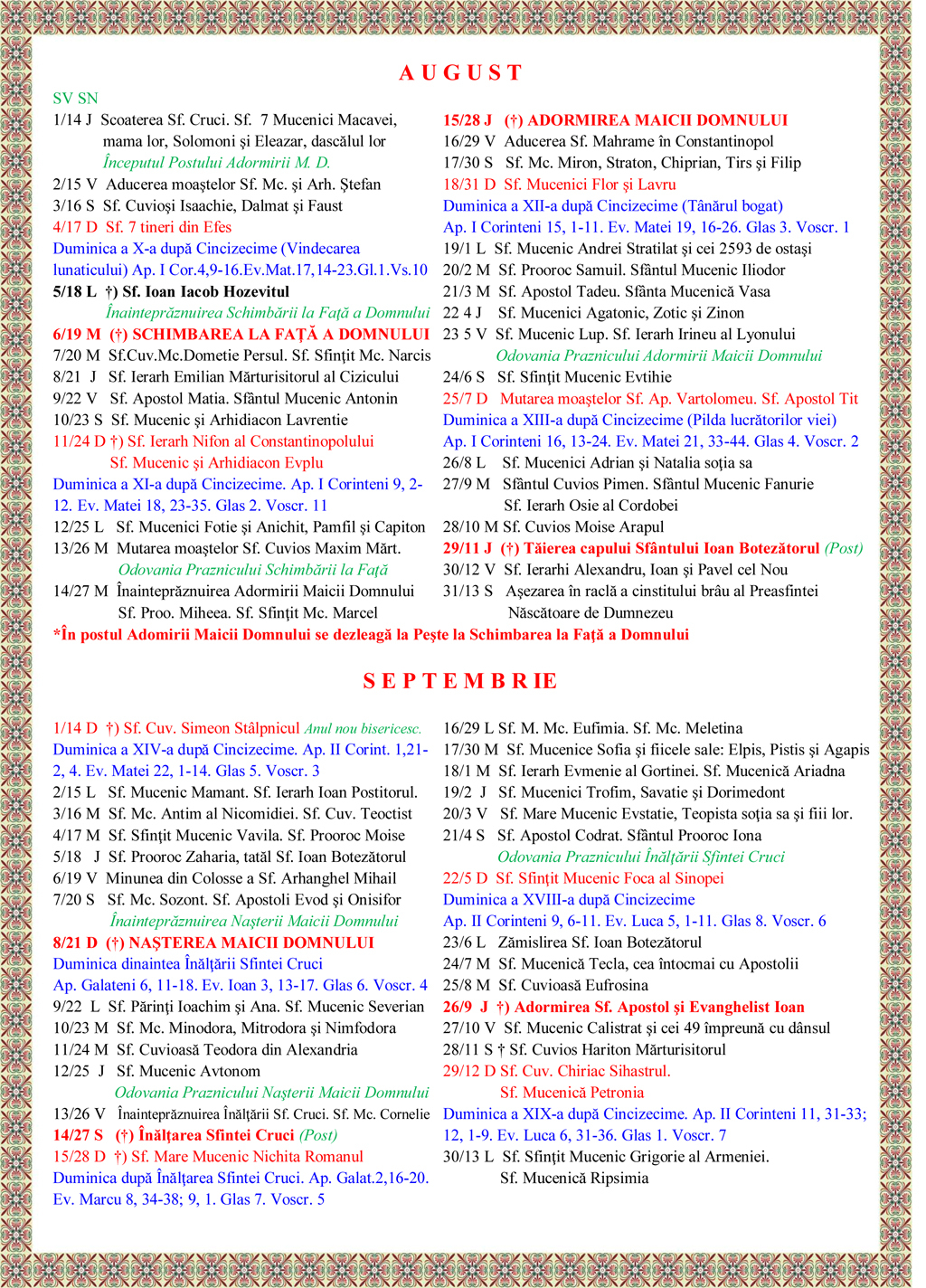 Calendar Crestin Ortodox De Stil Vechi - 2014 - Mitropolia
