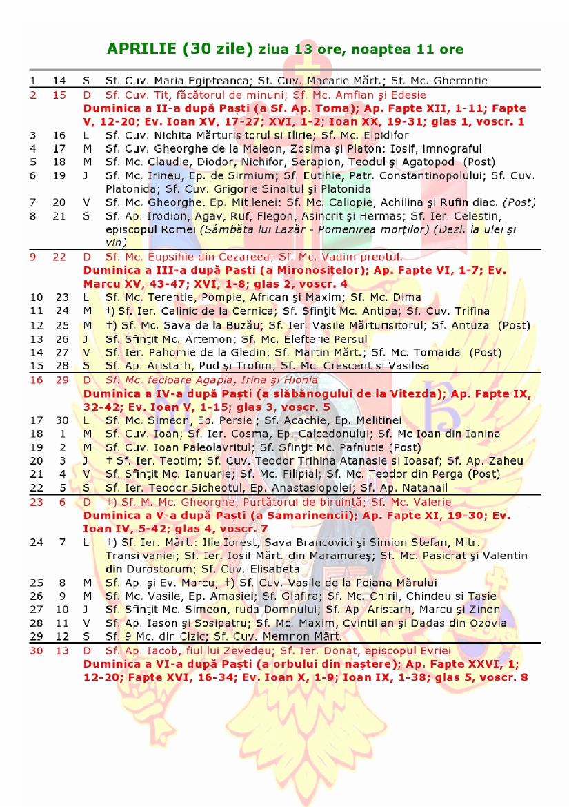 Calendar Crestin Ortodox De Stil Vechi 2018 - Mitropolia