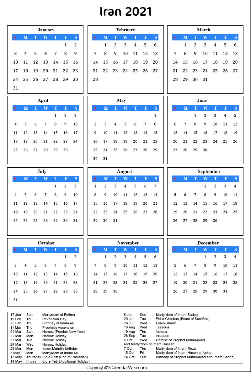 Calendar For 2021 With Holidays And Ramadan - Ramadan 2021