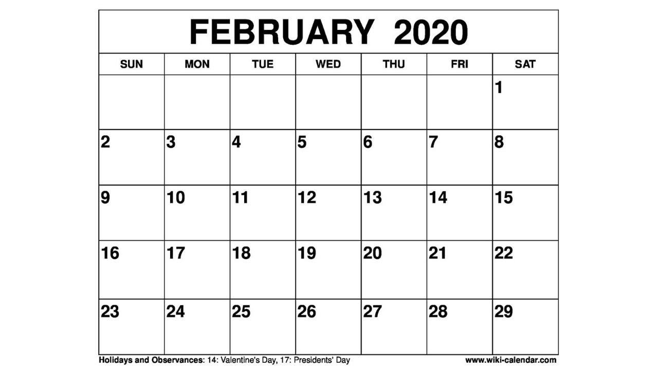 Calendar For February 2020 - Calendar Templates