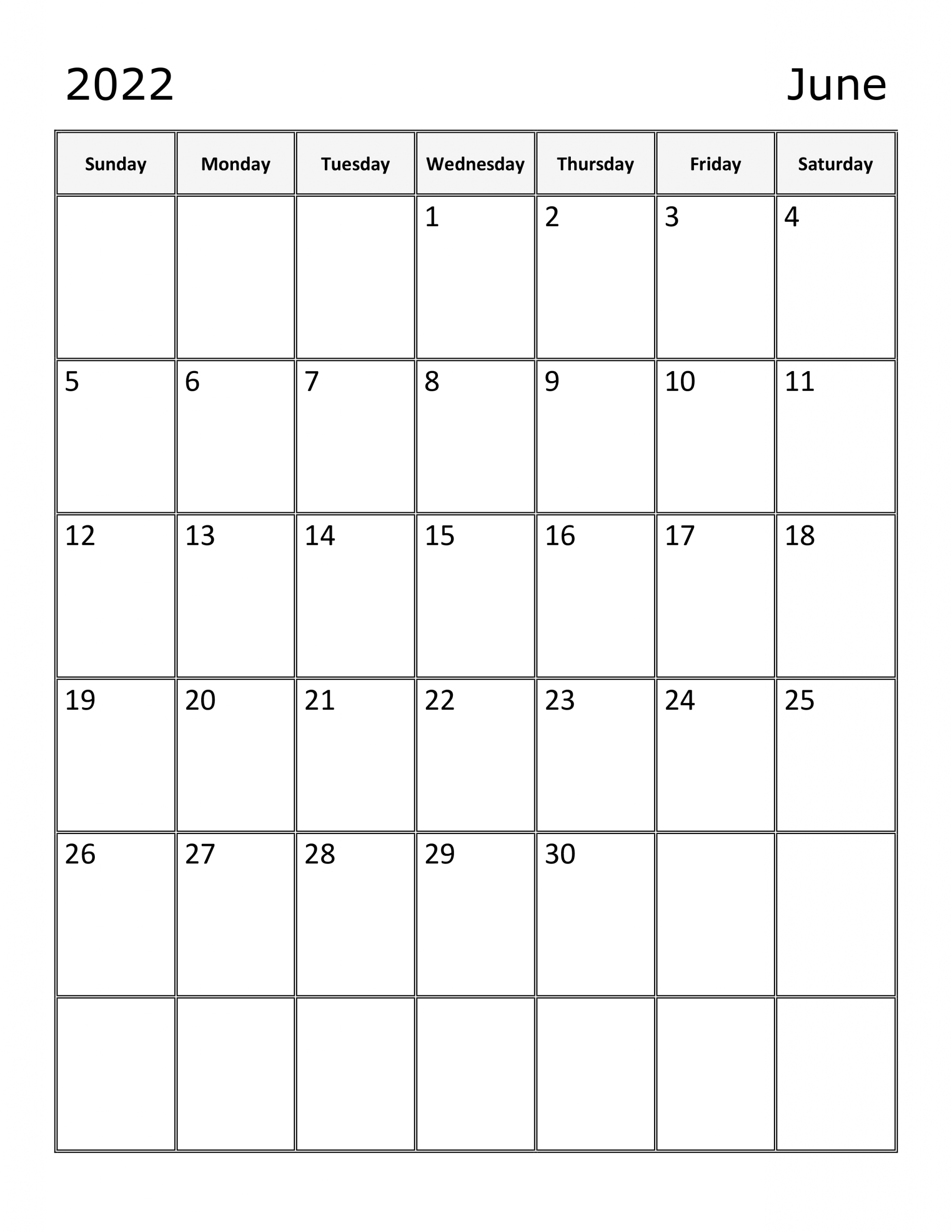 Calendar For June 2022 - Free-Calendarsu