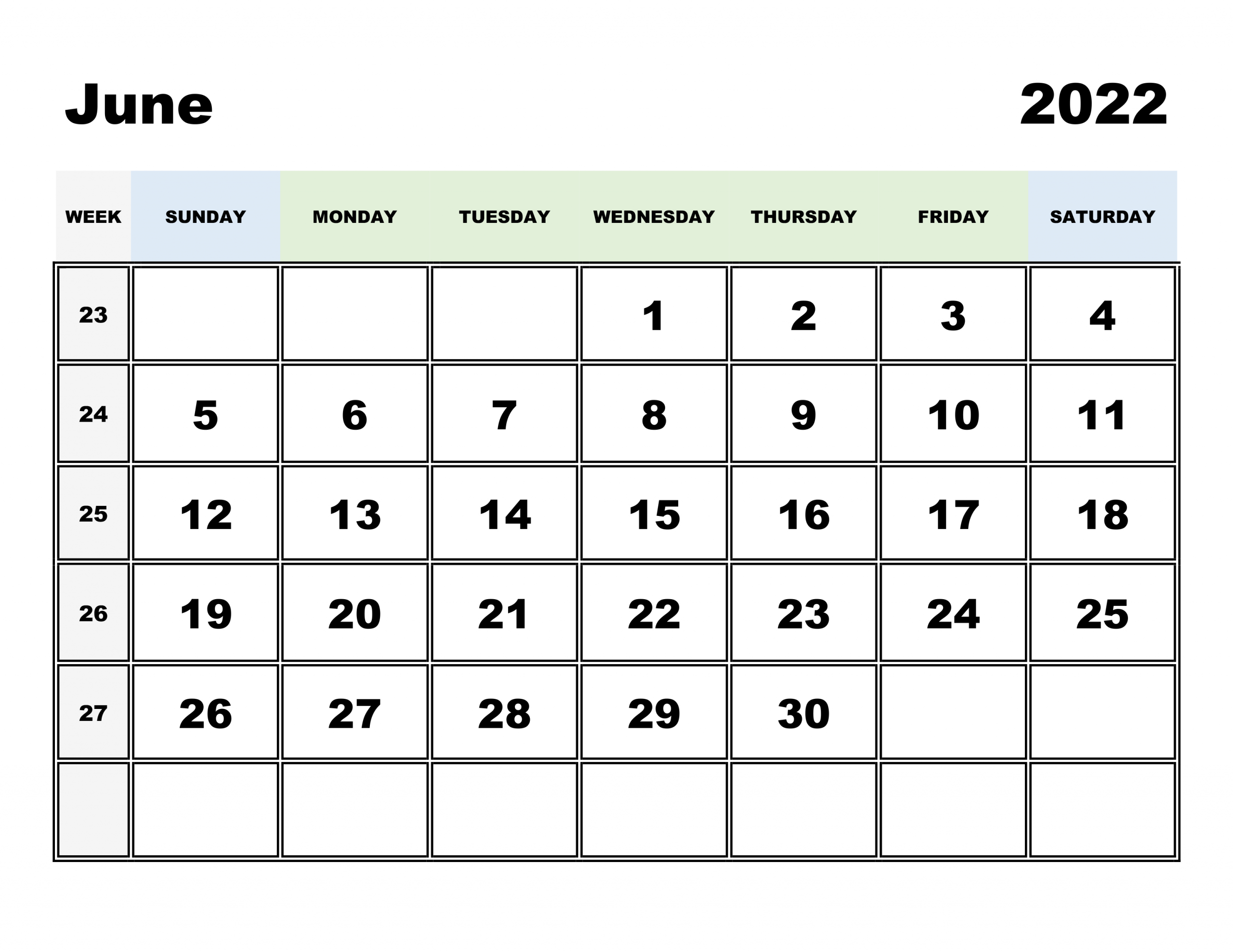 Calendar For June 2022 - Free-Calendarsu