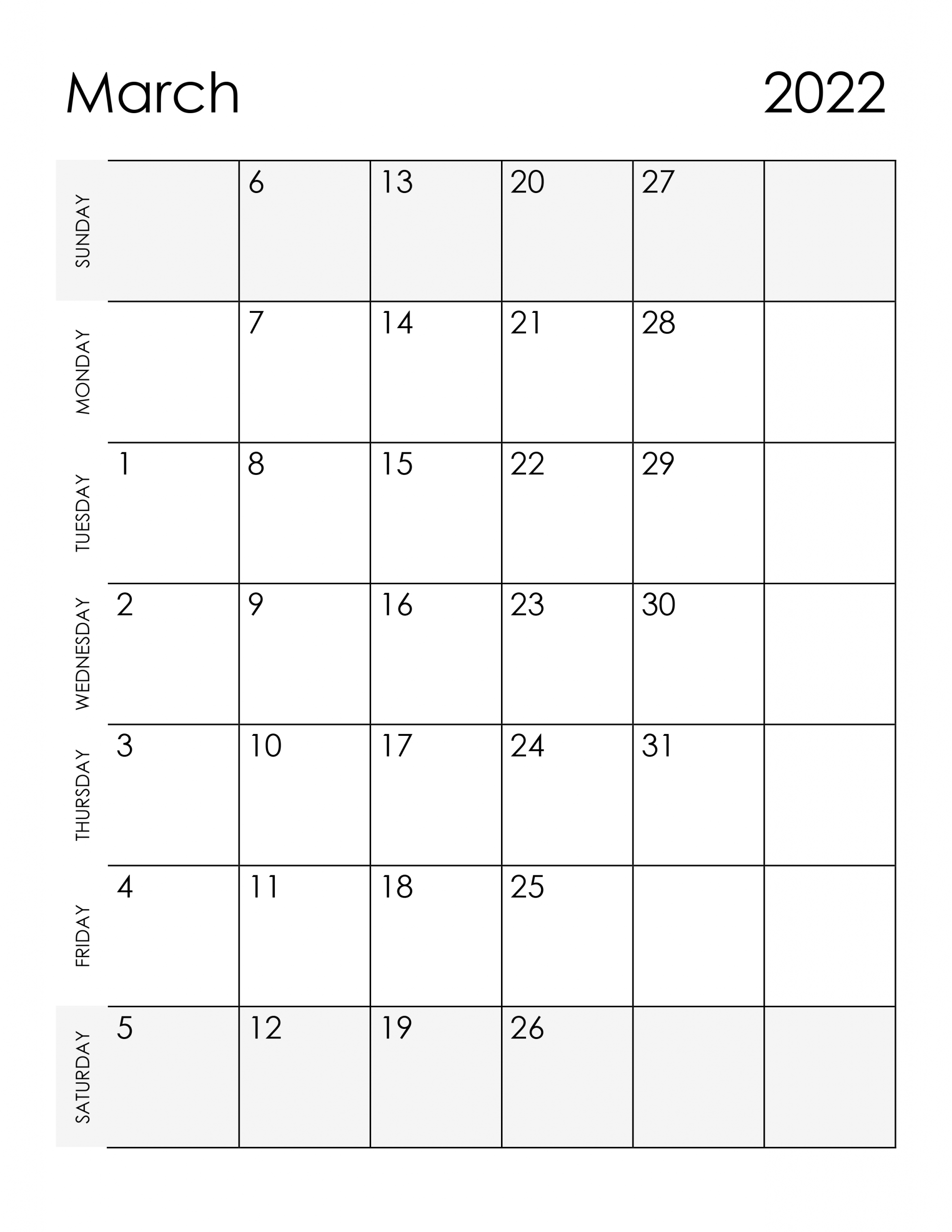 Calendar For March 2022 - Free-Calendarsu