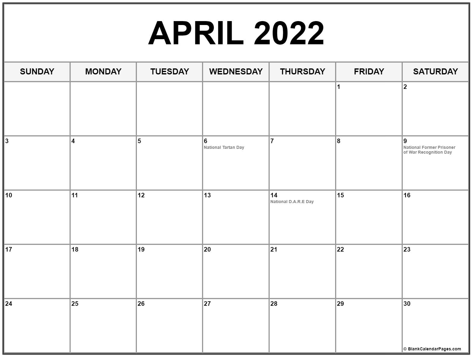 Calendar For The Month Of April,2022 | October 2022 Calendar