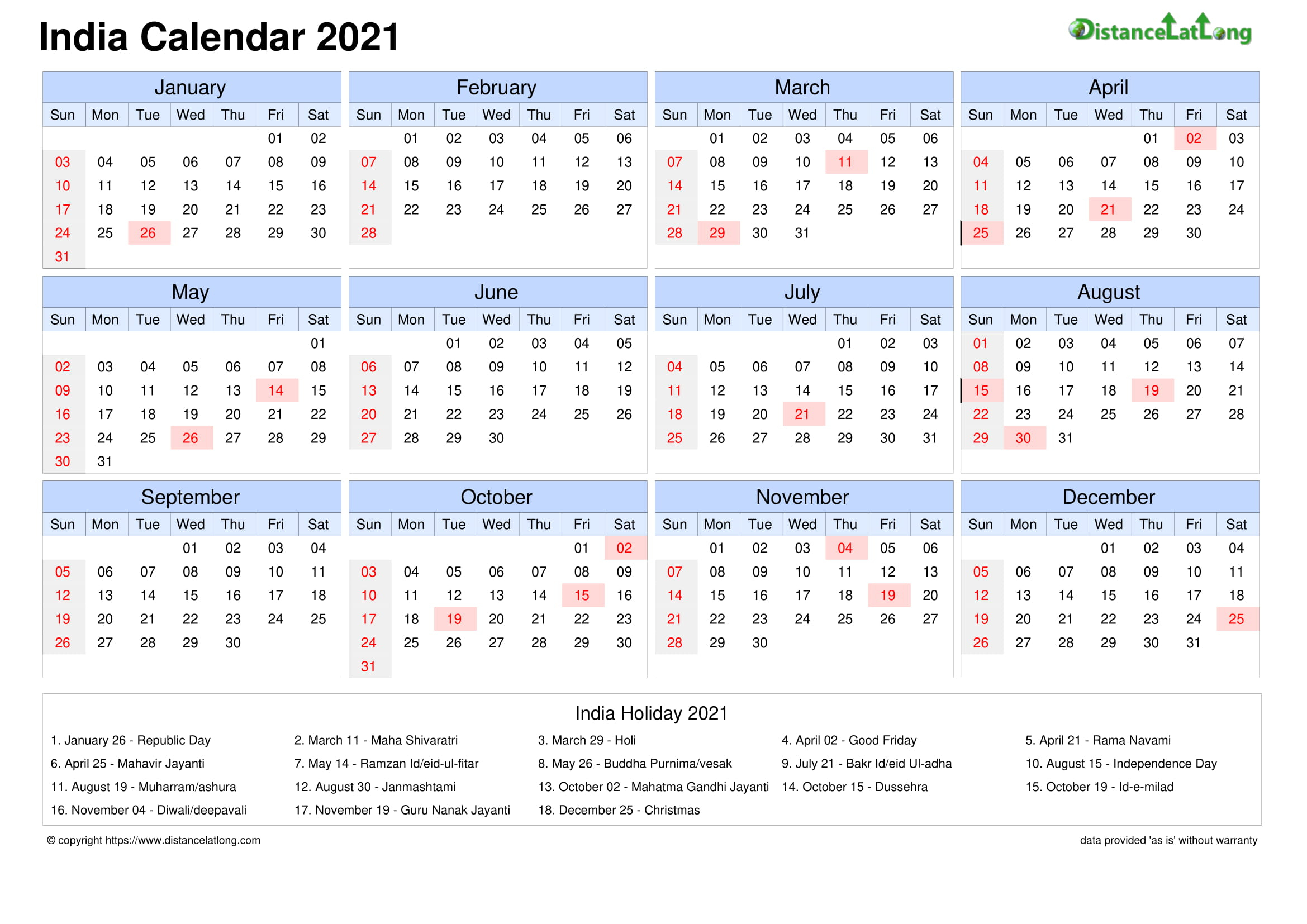 Calendar Horizintal Tbl Outer Border Sunday To Saturday