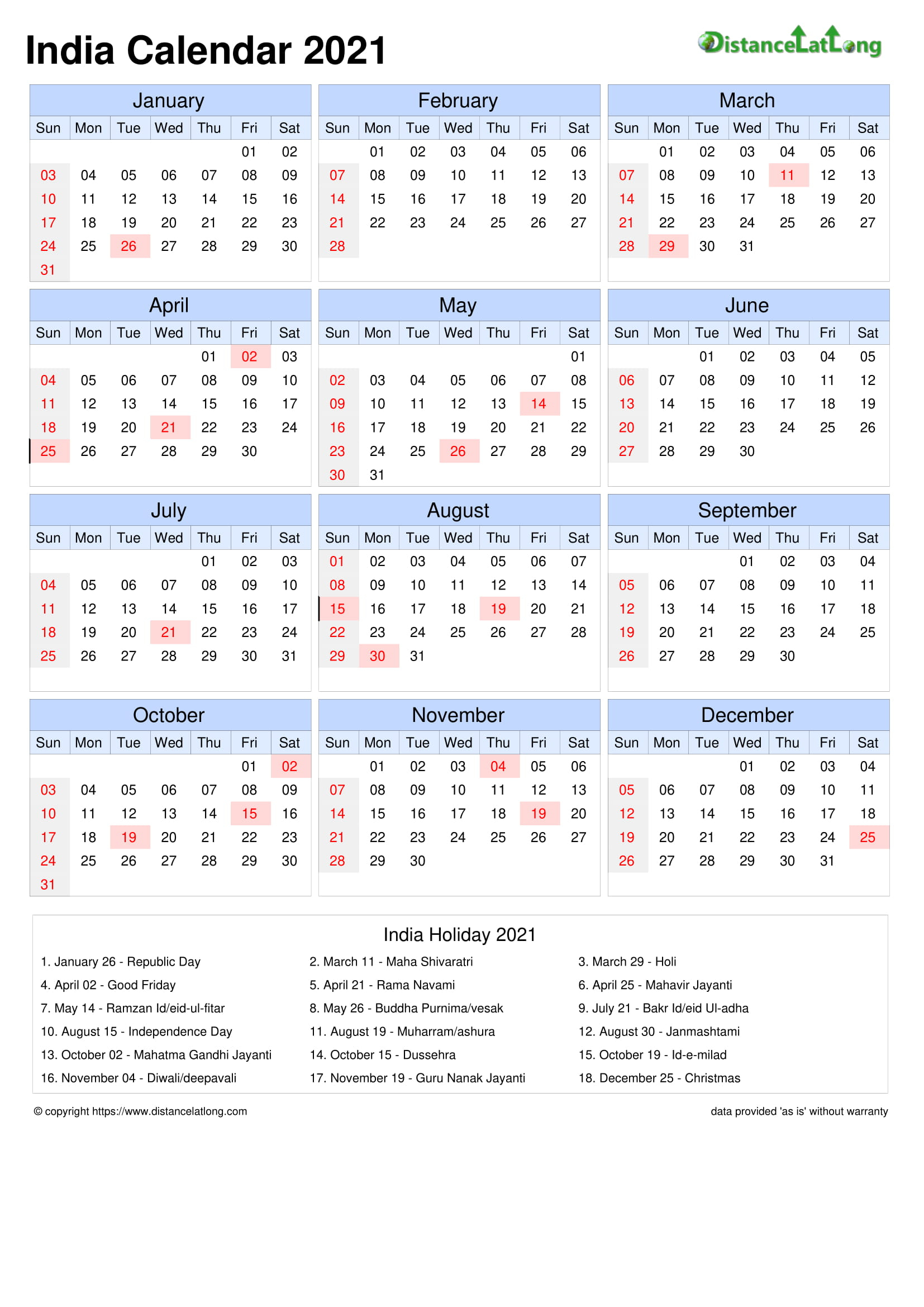 Calendar Horizintal Tbl Outer Border Sunday To Saturday