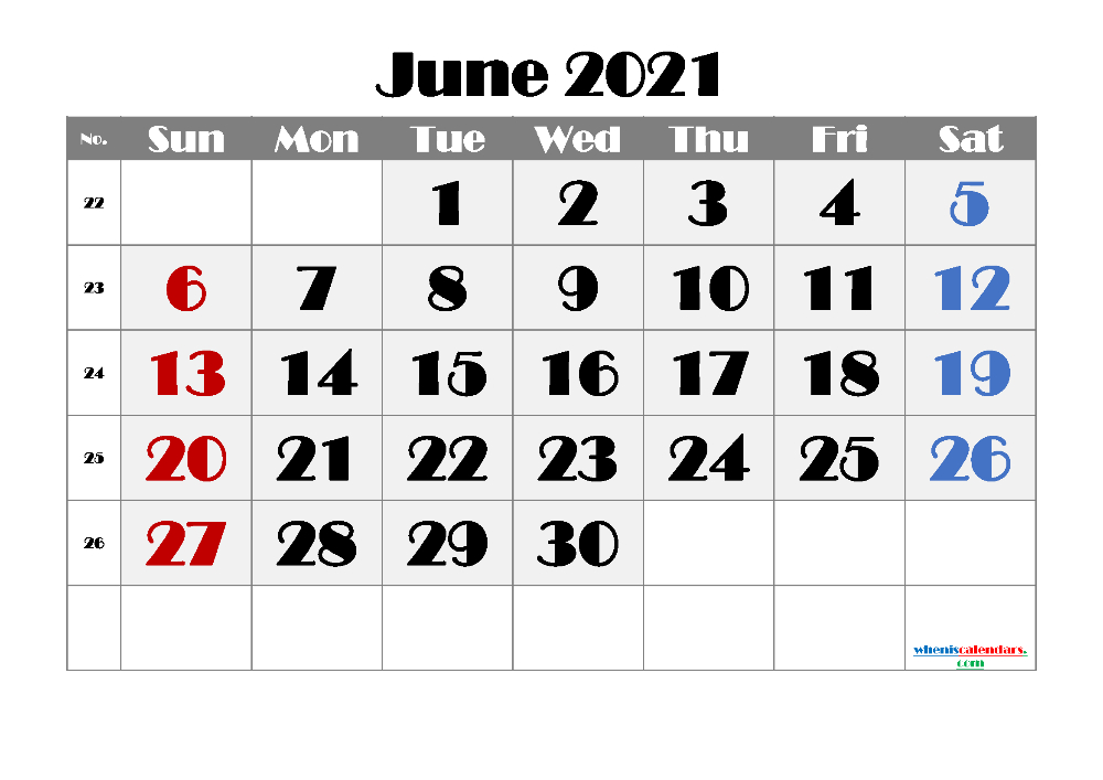Calendar June 2021 - July 2022 - Tewnto
