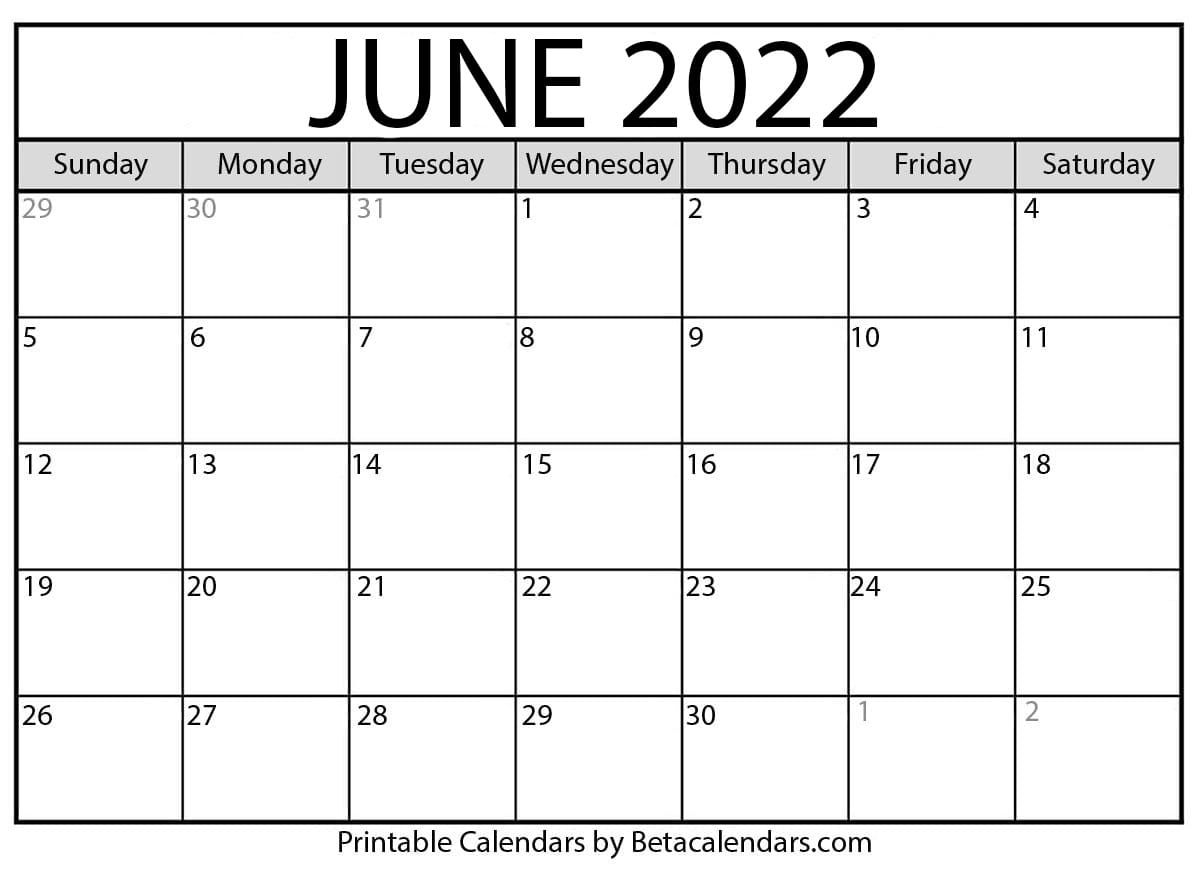 Calendar June 2022 Ohio