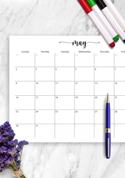 Calendar May 2022 Purple - April Calendar 2022