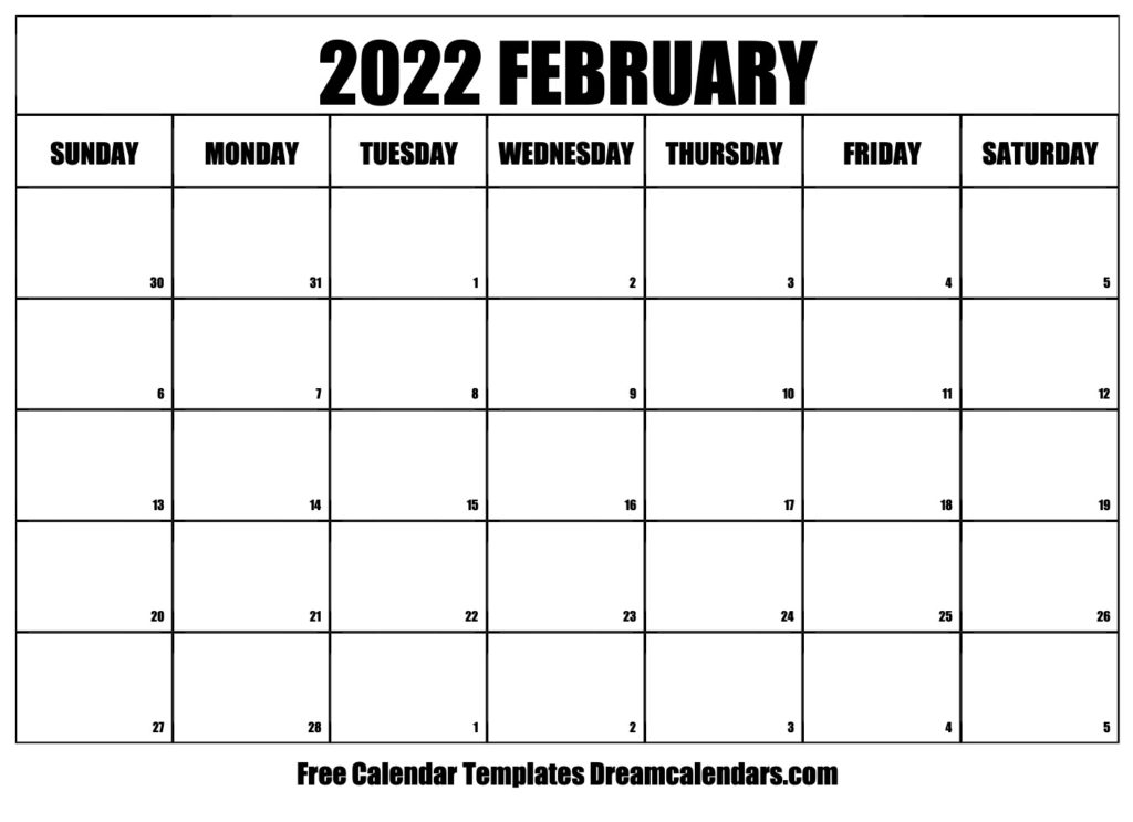 Calendar Printable 2022 February - 2023 Printable Calendars
