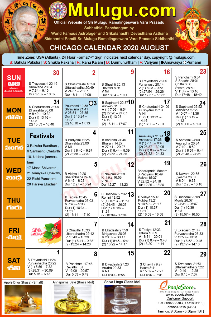 Chicago Telugu Calendar 2021 | Printable March