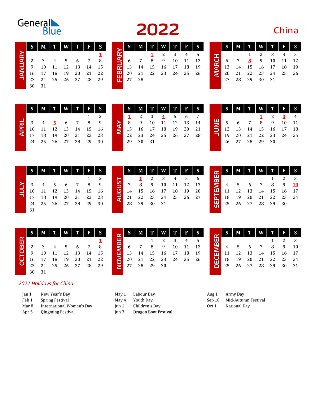 Chinese New Year 2022 Calendar Legal Holidays